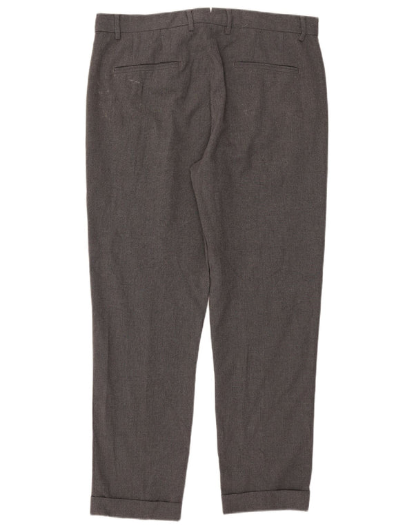 Zara Calça Chino Masculina Reta EU 44 Grande W34 L29 Poliéster Cinza