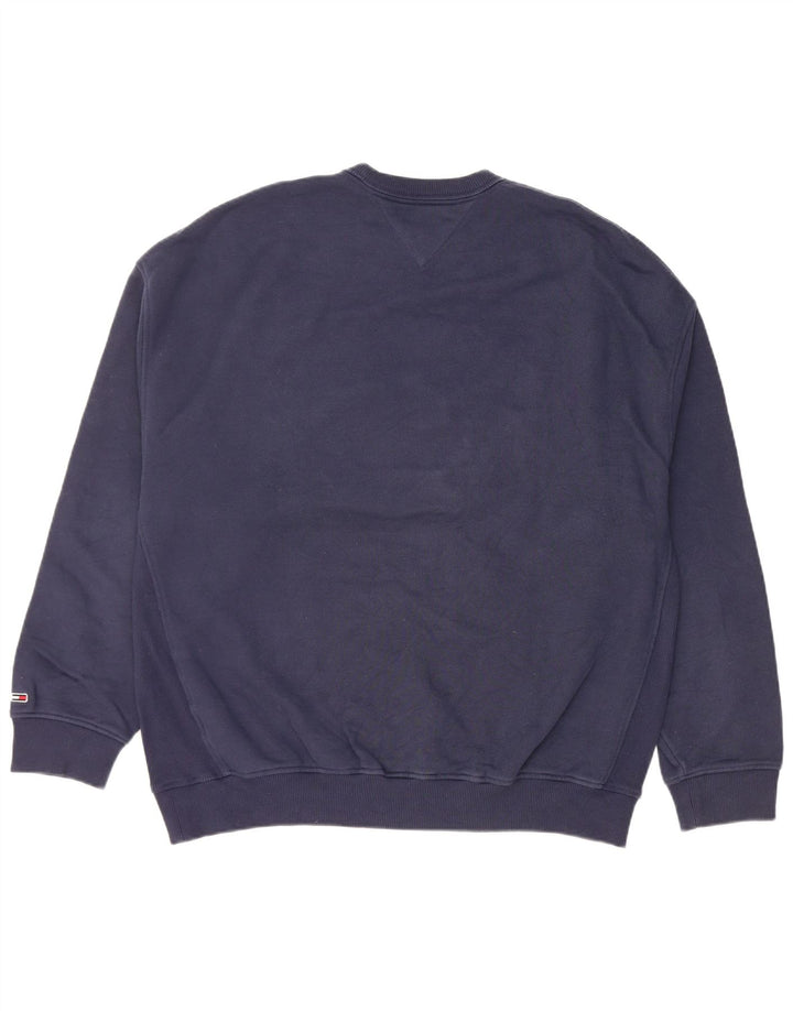 Tommy Hilfiger moletom masculino gráfico relaxado ajuste jumper médio azul marinho