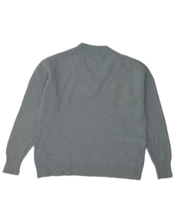 Suéter feminino Massimo Dutti com decote em V Reino Unido 14 poliamida azul médio