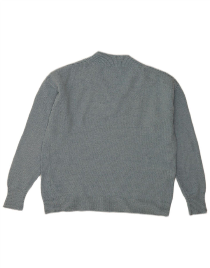Suéter feminino Massimo Dutti com decote em V Reino Unido 14 poliamida azul médio