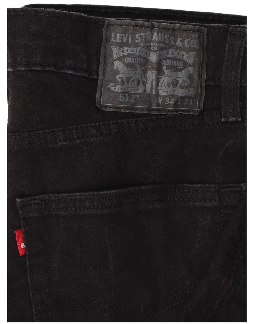 LEVI'S Masculino 512 Slim Tapered Jeans W34 L32 Algodão Preto