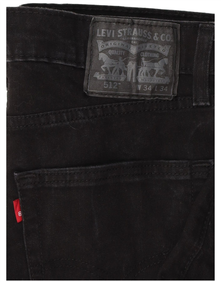 LEVI'S Masculino 512 Slim Tapered Jeans W34 L32 Algodão Preto
