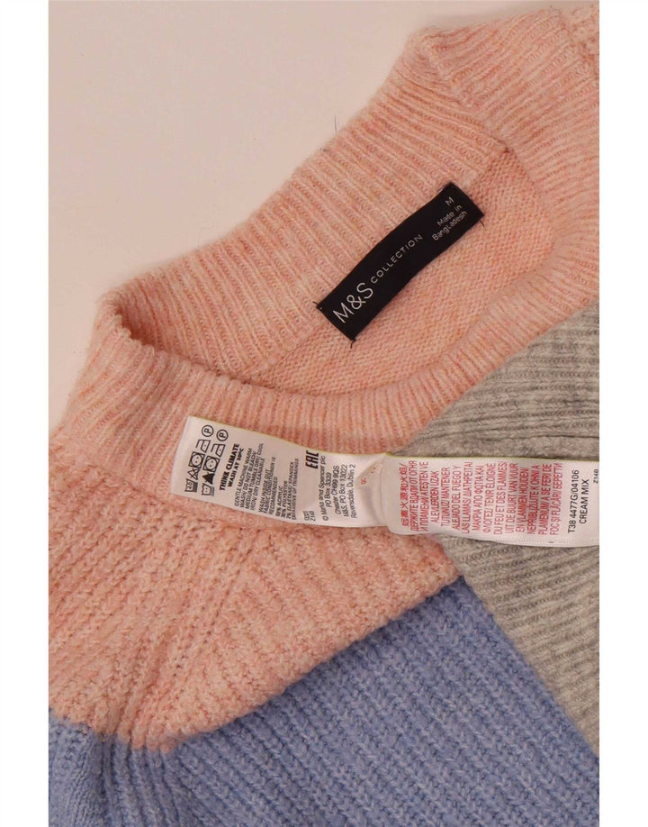 Suéter feminino Marks & Spencer com gola tartaruga Reino Unido 14 médio multicolorido