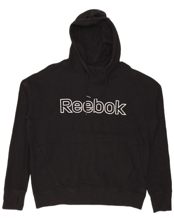 Reebok Mens Graphic Hoodie Jumper Grande Algodão Preto