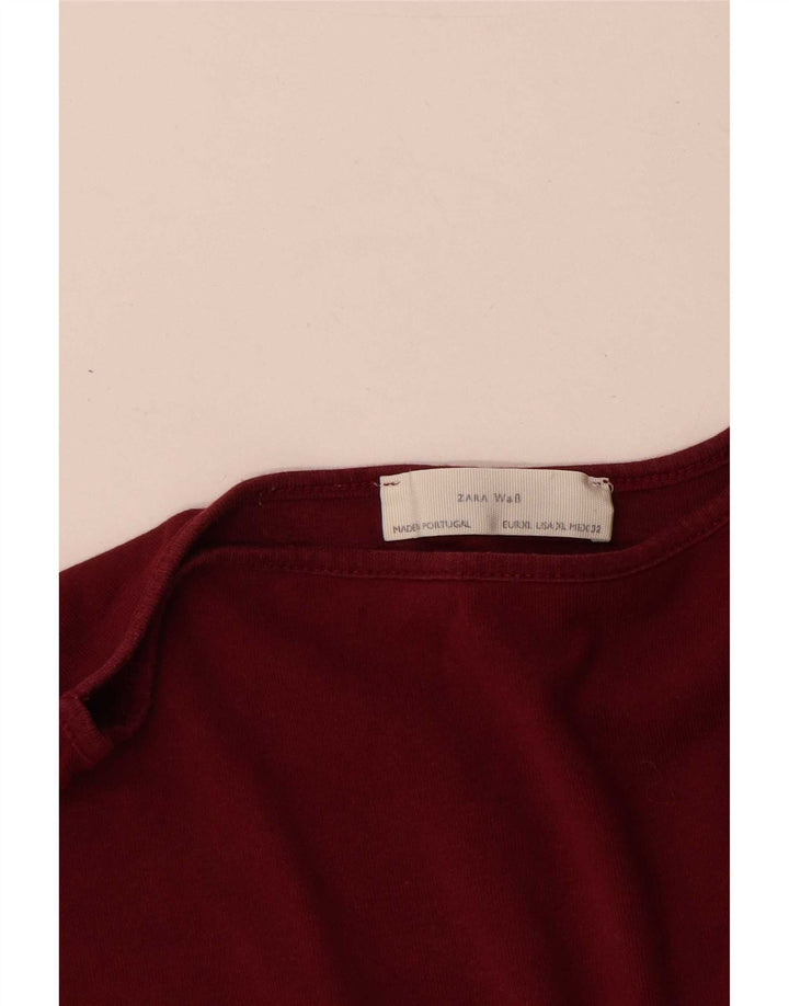 Top feminino Zara manga 3/4 UK 18 XL vermelho