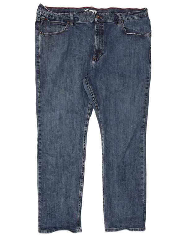 Wrangler Mens Regular Fit Straight Jeans W42 L30 Azul Algodão