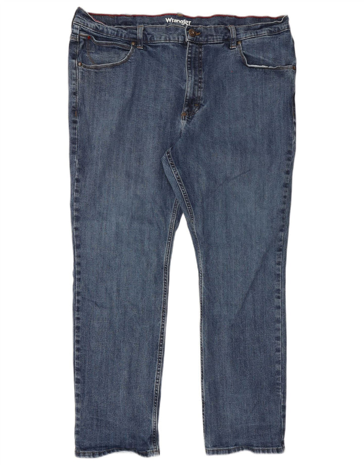 Wrangler Mens Regular Fit Straight Jeans W42 L30 Azul Algodão