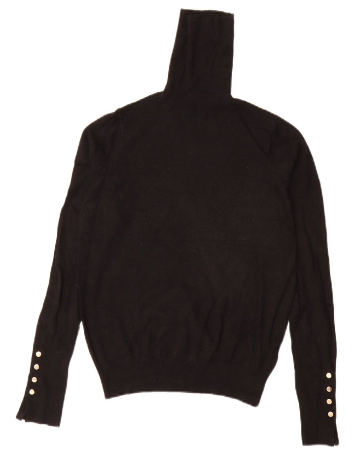 Zara Suéter feminino com gola redonda e gola redonda, preto pequeno, 10