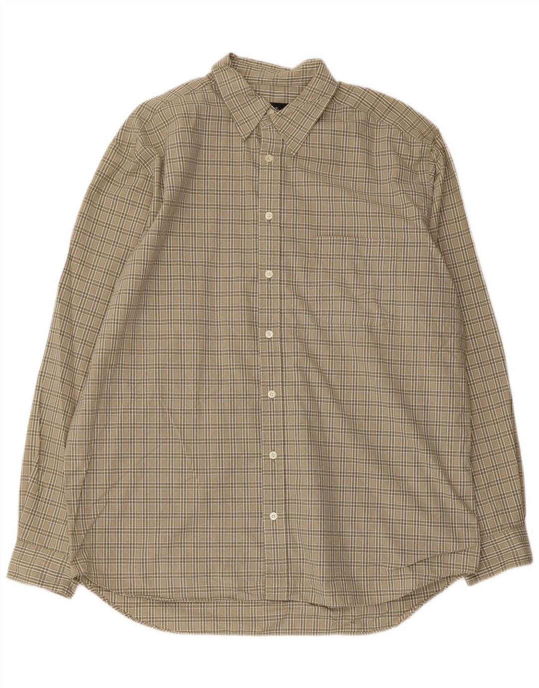 Camisa alta masculina EDDIE BAUER grande algodão xadrez cáqui