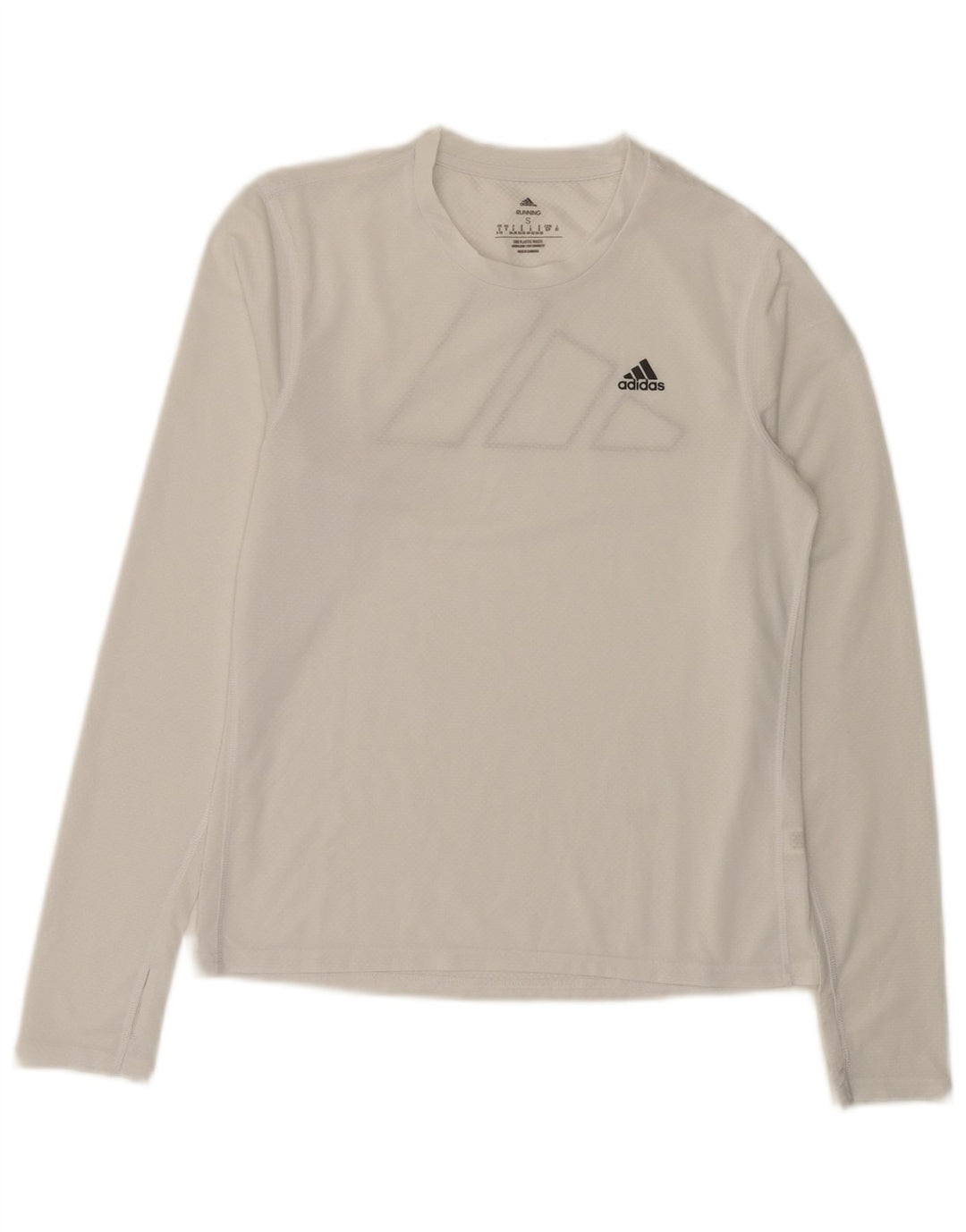 Top gráfico feminino Adidas manga comprida Reino Unido 8/10 pequeno poliéster branco