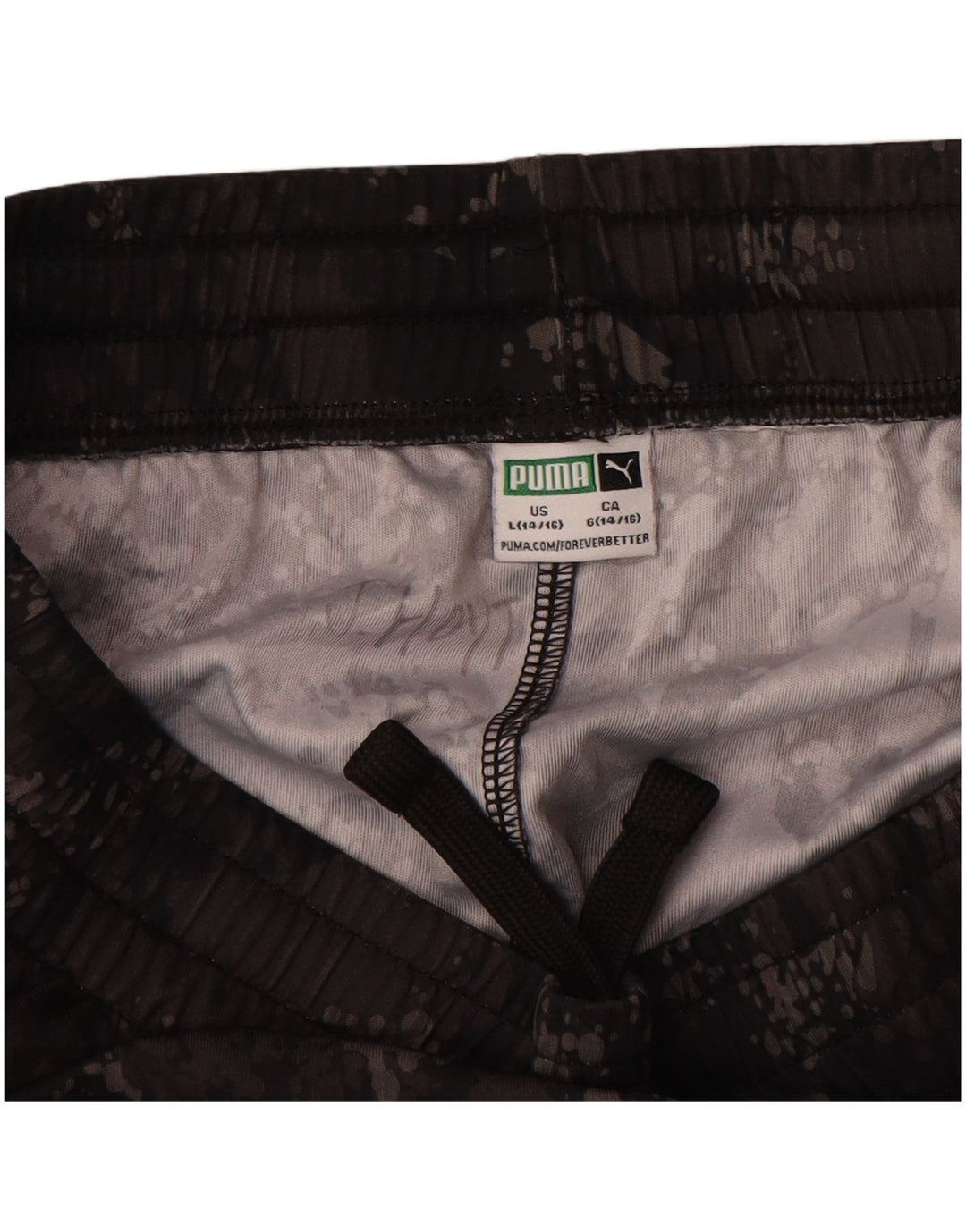 Shorts esportivos Puma Boys 14-15 anos grandes cinza camuflado