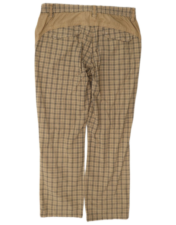 Think Pink Calça feminina reta casual XL W36 L28 algodão xadrez bege
