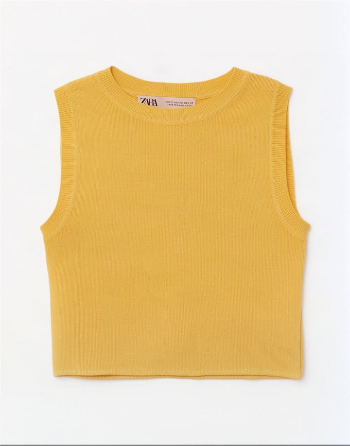 Colete feminino Zara Top UK 12 viscose amarela média