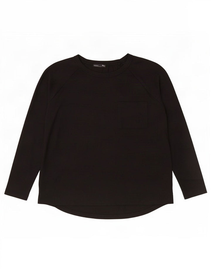 Top feminino Zara manga comprida UK 12 médio preto