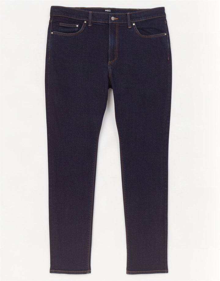 Marks & Spencer Mens Slim Jeans W36 L31 Azul Marinho Algodão