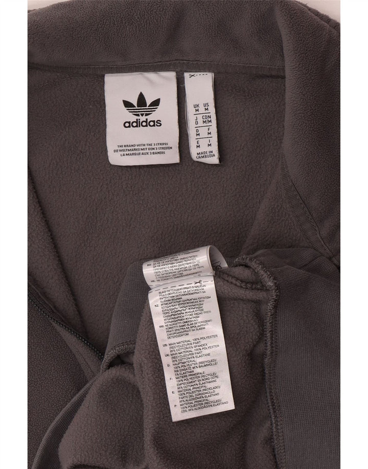Adidas Mens Zip Neck Fleece Jumper Cinza Médio Poliéster