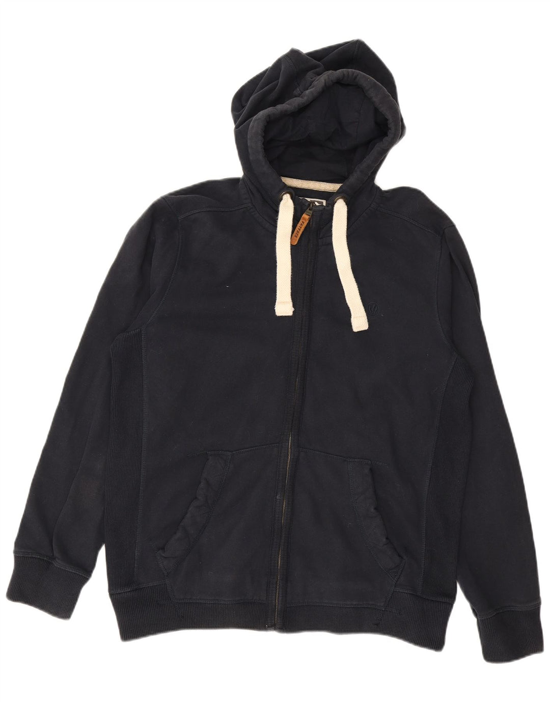 Suéter masculino com capuz e zíper FAT FACE grande algodão azul marinho