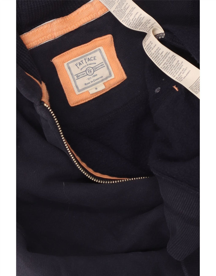 Suéter masculino com capuz e zíper Fat Face pequeno algodão azul marinho