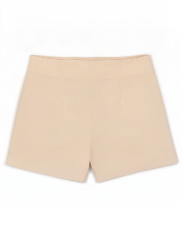 Zara Shorts feminino cintura alta casual médio W28 algodão branco
