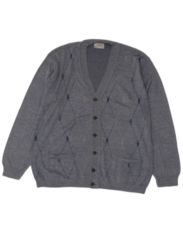 Suéter cardigã masculino Rodes 2XL azul argyle/acrílico diamante