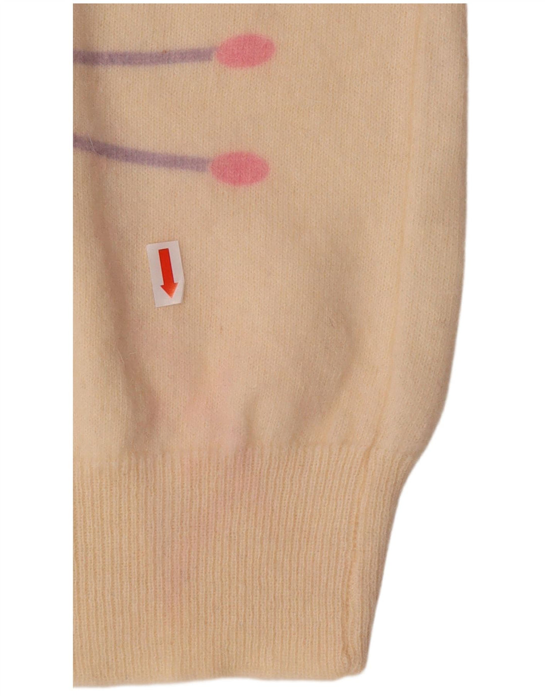 Suéter feminino VINTAGE com gola redonda, Reino Unido 16, grande, branco, geométrico