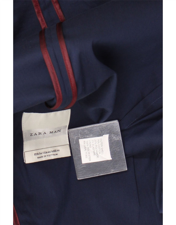 Jaqueta blazer masculina Zara com 2 botões EU 54 XL azul marinho algodão