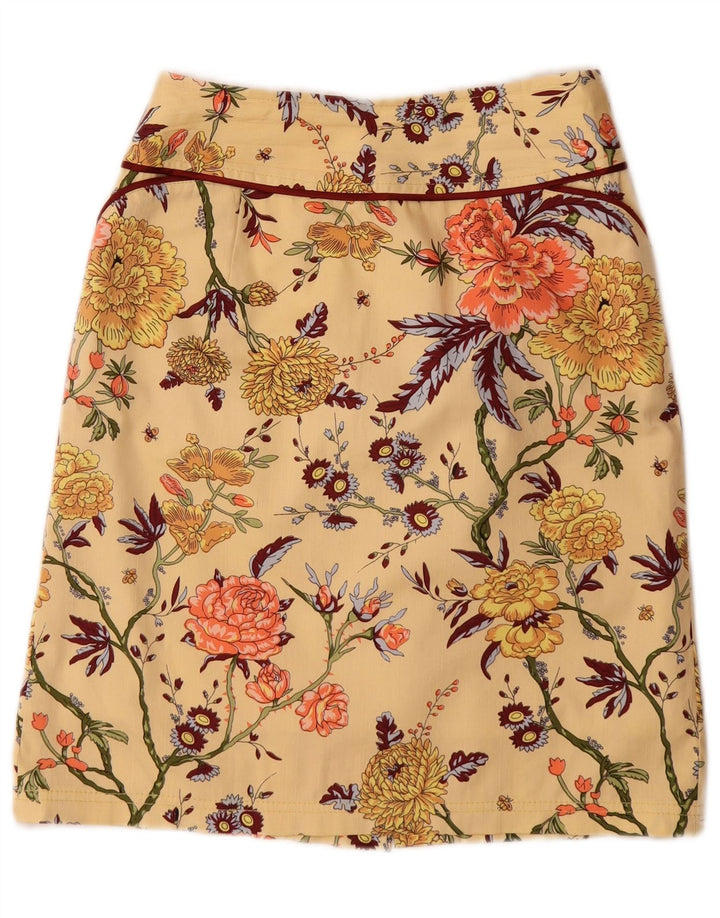 Saia Midi Feminina Vintage Médio W28 Amarelo Floral