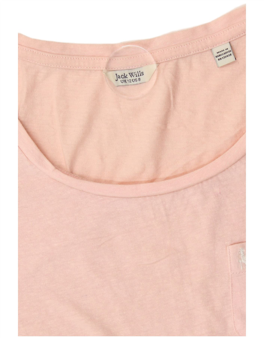 Camiseta feminina Jack Wills UK 12 poliéster rosa médio
