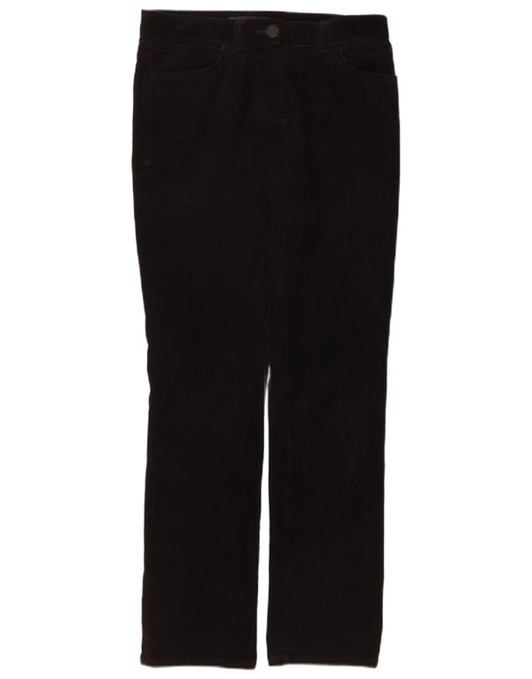 Calça feminina reta de veludo Marks & Spencer Reino Unido 8 pequena W28 L30 preta