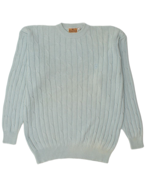 Conte of Florence Suéter masculino com gola redonda XL algodão azul