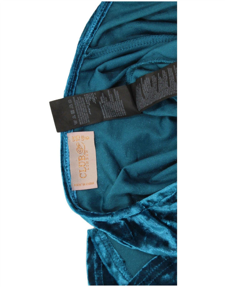 CLUB L LONDON Vestido maxi feminino Batwing Reino Unido 10 pequeno azul poliéster