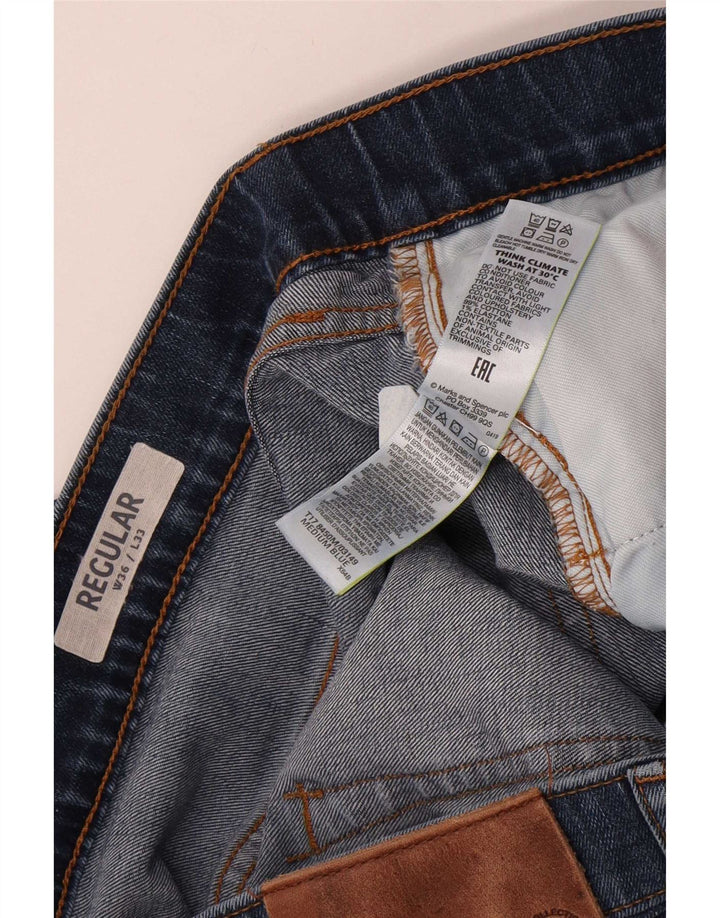 Calça jeans reta regular feminina Marks & Spencer W36 L29 algodão azul