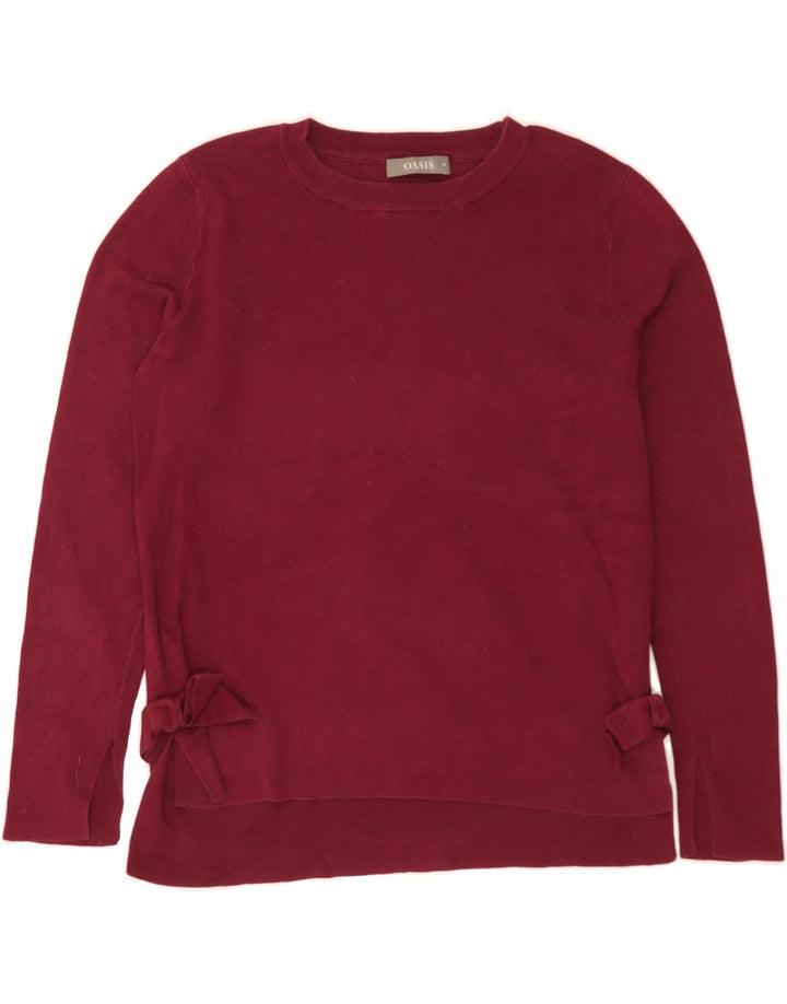 OASIS Womens Crew Neck Jumper Sweater UK 14 Medium Burgundy Cotton Vintage Oasis and Second-Hand Oasis from Messina Hembry 