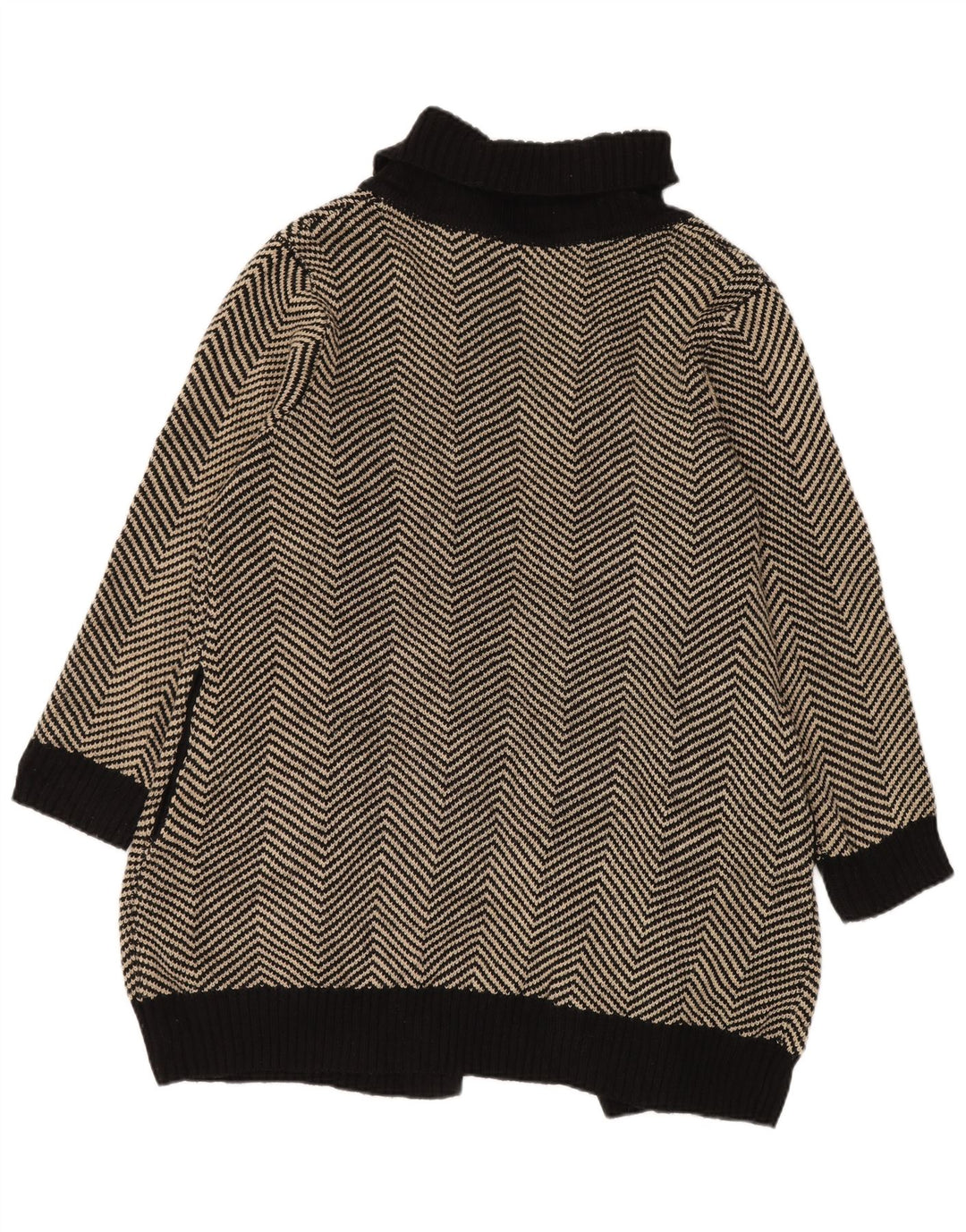 Suéter feminino Autograph Longline aberto com cardigan Reino Unido 14 médio preto Chevron