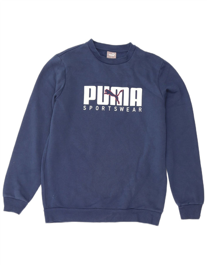 Puma masculino gráfico moletom jumper pequeno algodão azul marinho