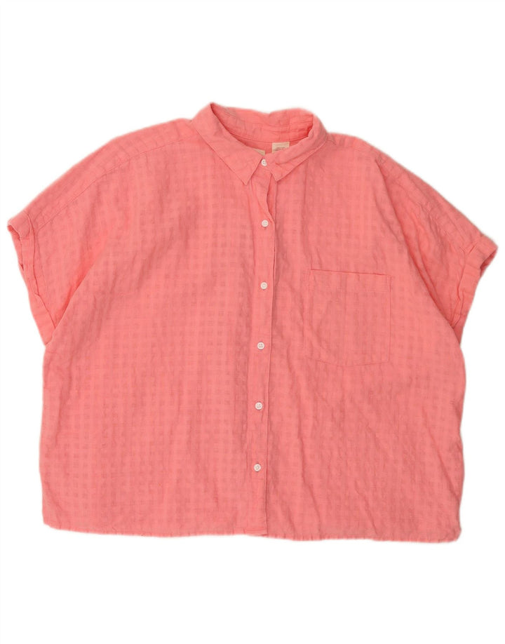 Camisa oversized feminina de manga curta Levi's Reino Unido 16 grande xadrez rosa