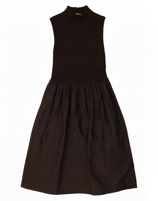 Zara Vestido feminino sem mangas princesa Reino Unido 12 algodão preto médio