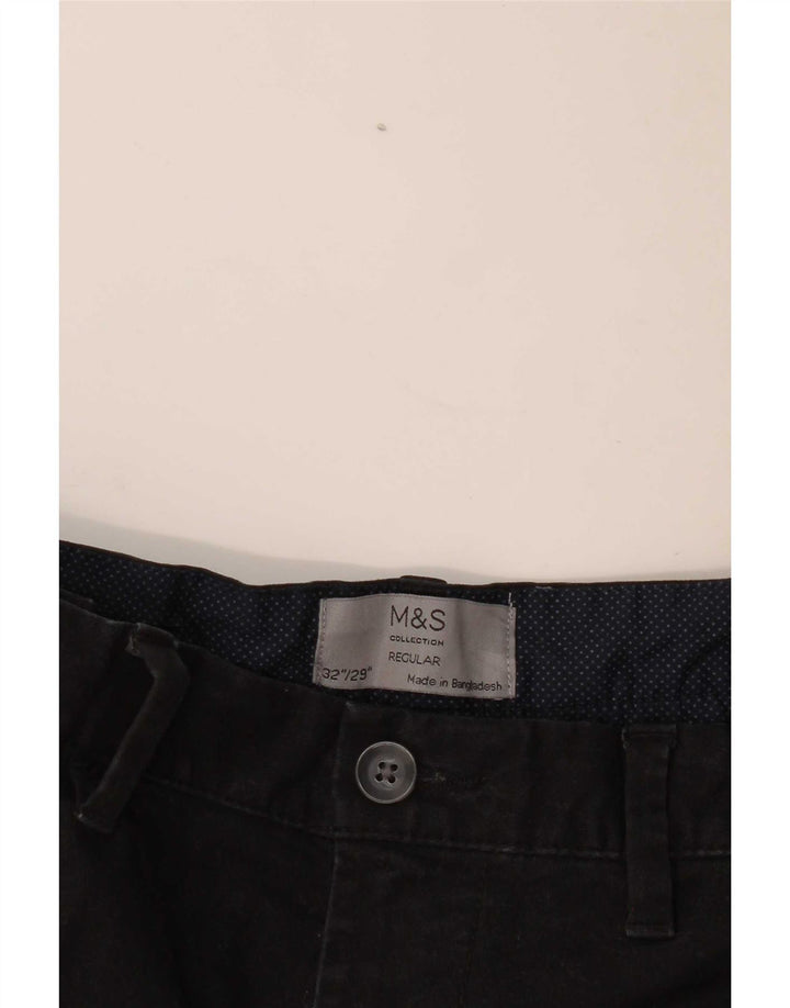 Calça chino masculina Marks & Spencer reta regular fit W32 L29 preta