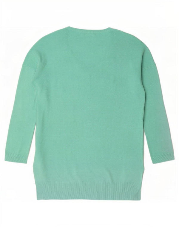 Suéter feminino Marks & Spencer grande com decote em V Reino Unido 10 pequeno verde
