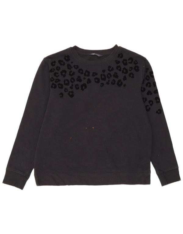 Suéter feminino Marks & Spencer UK 14 médio preto com estampa animal
