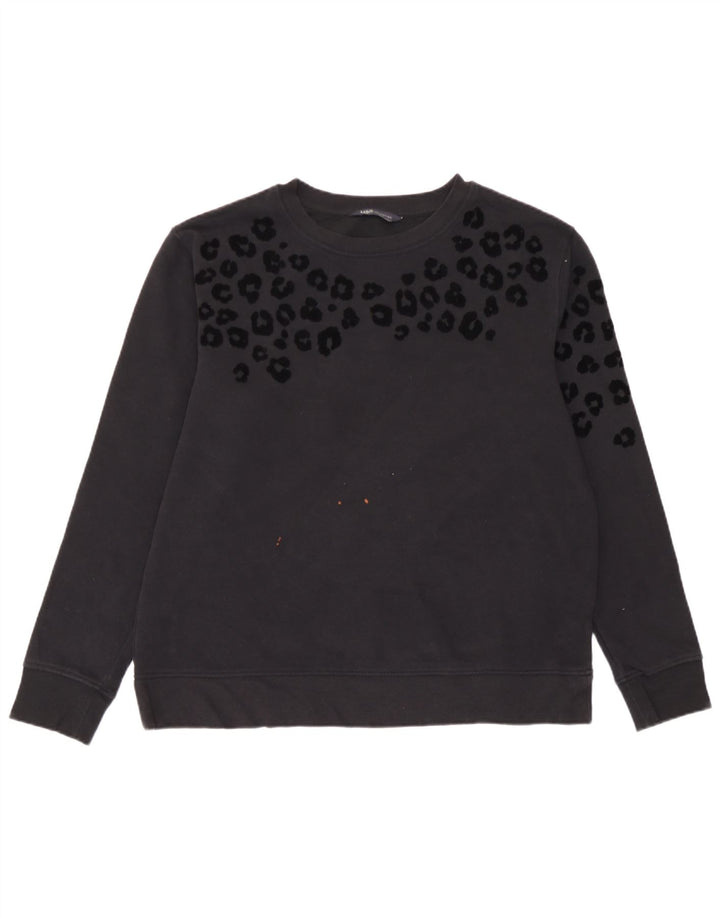Suéter feminino Marks & Spencer UK 14 médio preto com estampa animal