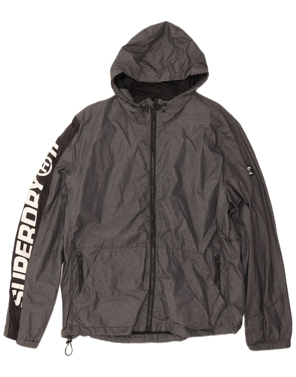 Jaqueta de chuva feminina Superdry com capuz gráfico UK 20 2XL cinza Colourblock Nylon