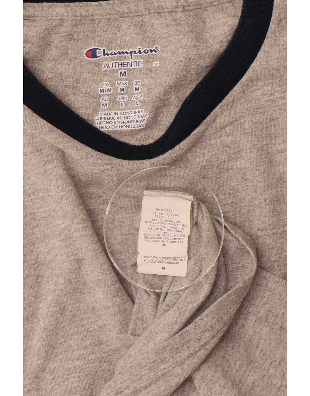 Camiseta masculina Champion algodão manchado cinza médio