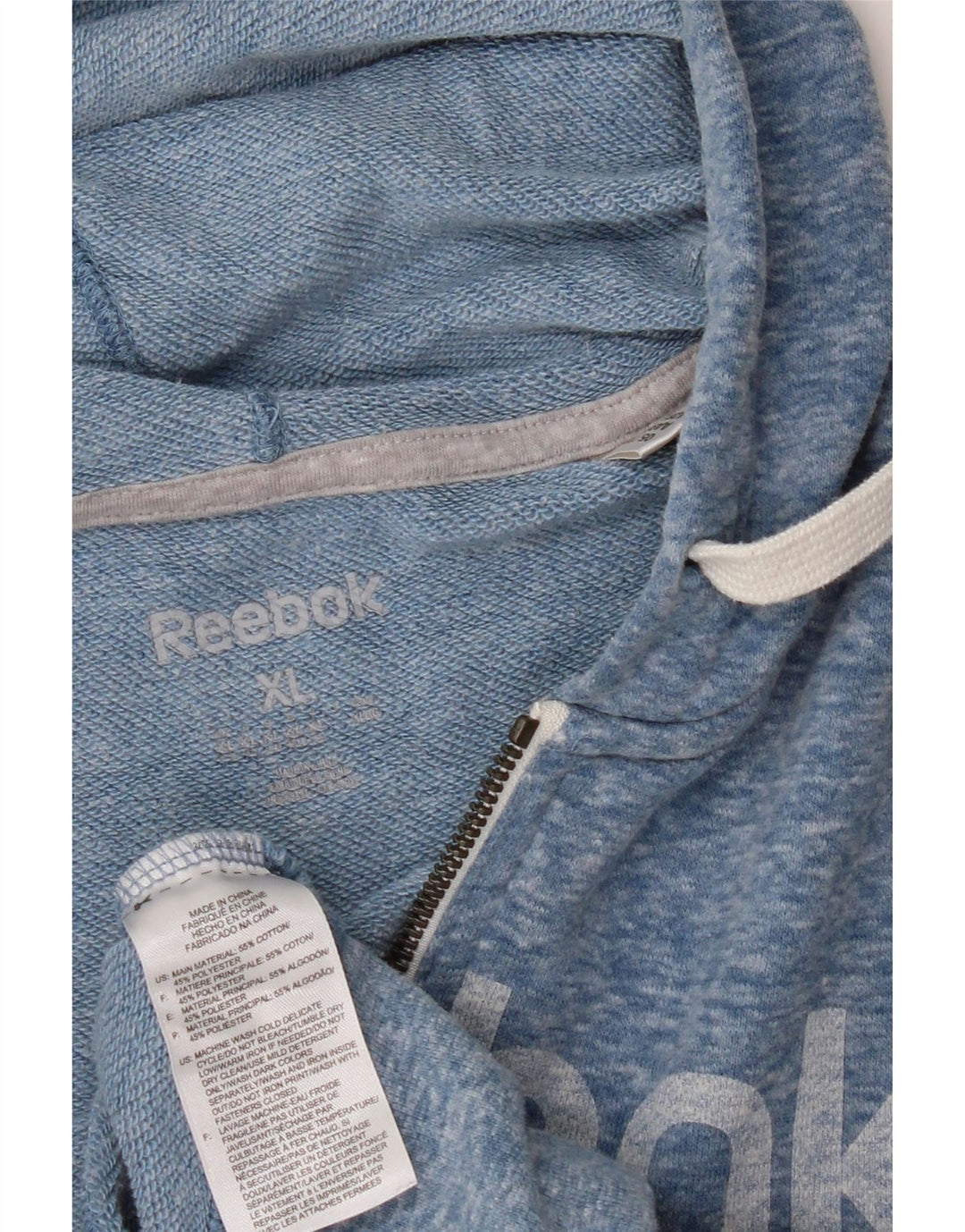 REEBOK Womens Graphic Zip Hoodie Sweater UK 18 XL Blue Cotton Vintage Reebok and Second-Hand Reebok from Messina Hembry 