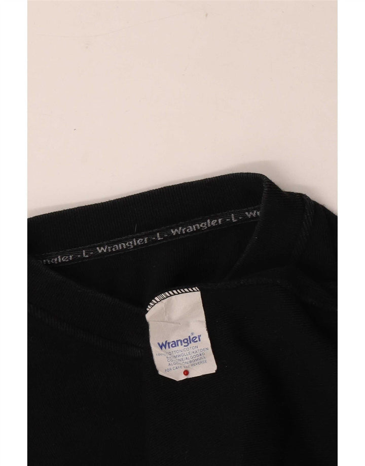 Wrangler Mens Top Manga Longa Grande Algodão Preto