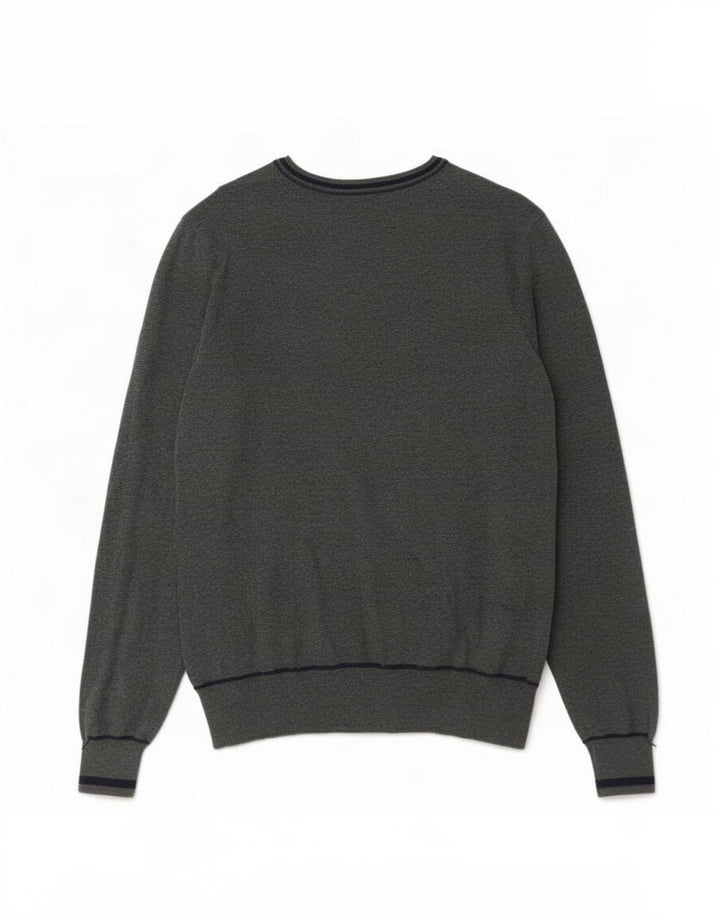 Zara Suéter masculino gráfico com decote em V cinza médio
