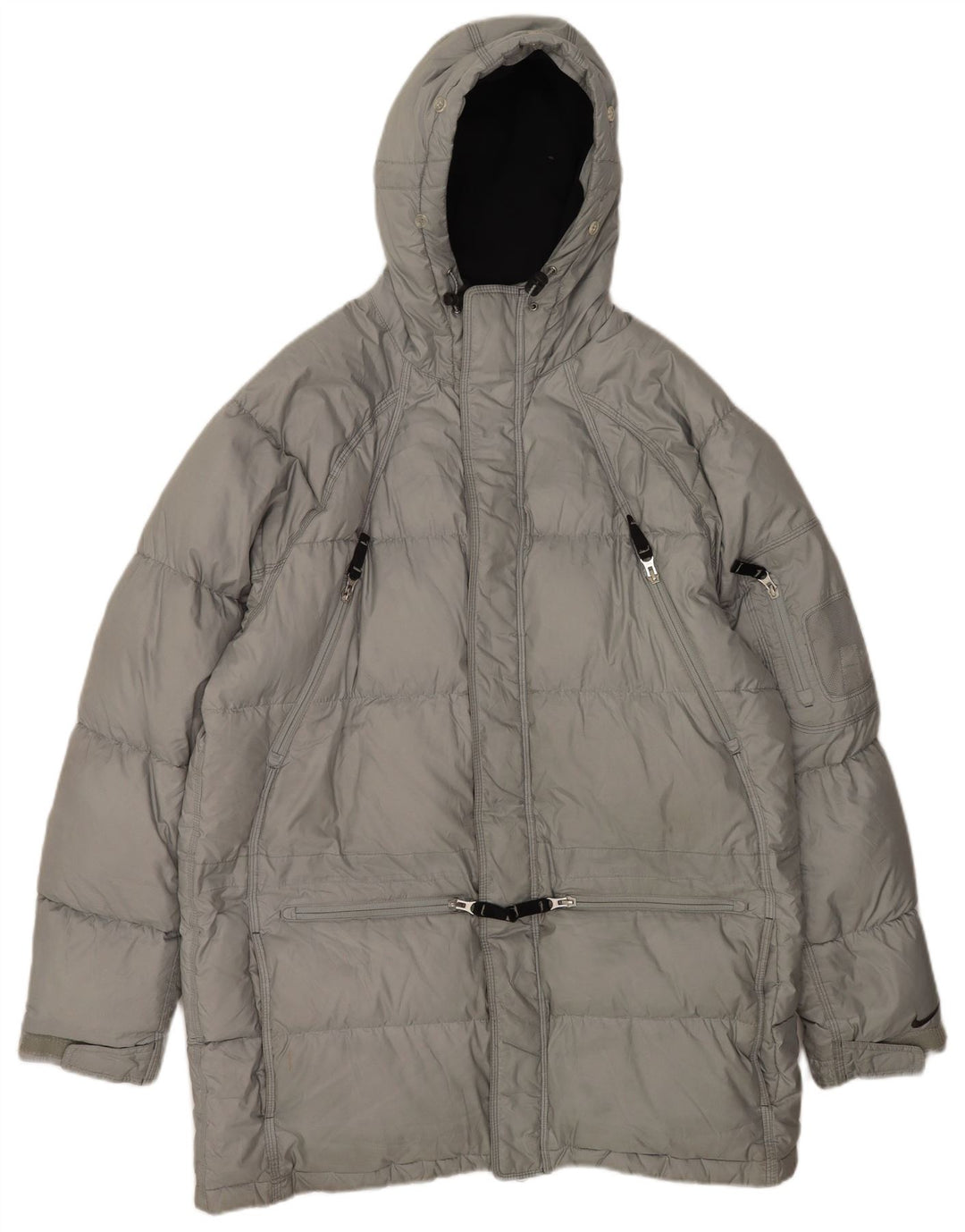 Casaco acolchoado masculino Nike com capuz solto e poliéster cinza médio 39/41