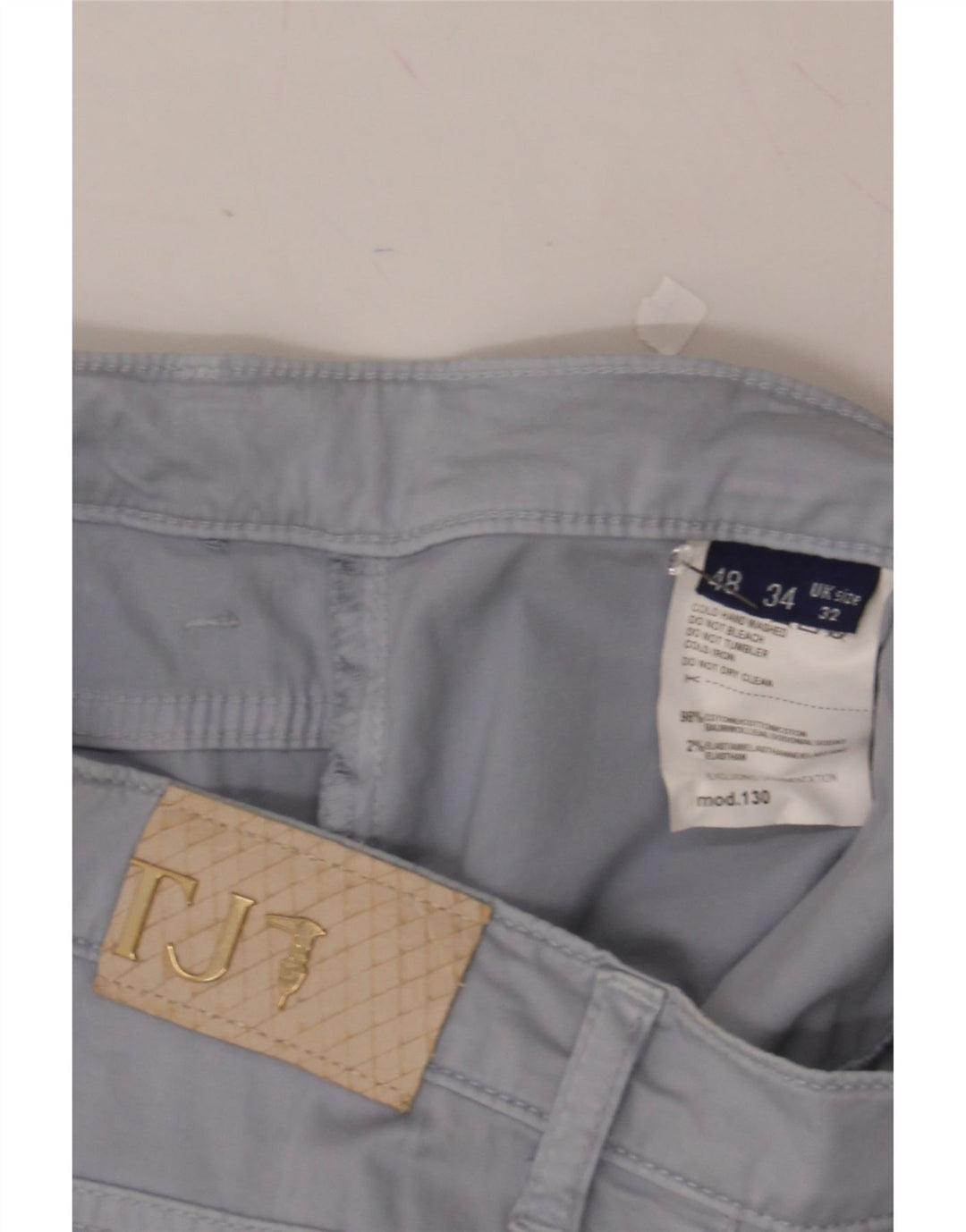 TRUSSARDI Mens Straight Casual Trousers W32 L33  Blue Cotton Vintage Trussardi and Second-Hand Trussardi from Messina Hembry 