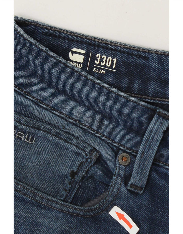 G-Star Raw Masculino 3301 Slim Jeans W32 L34 Azul Algodão
