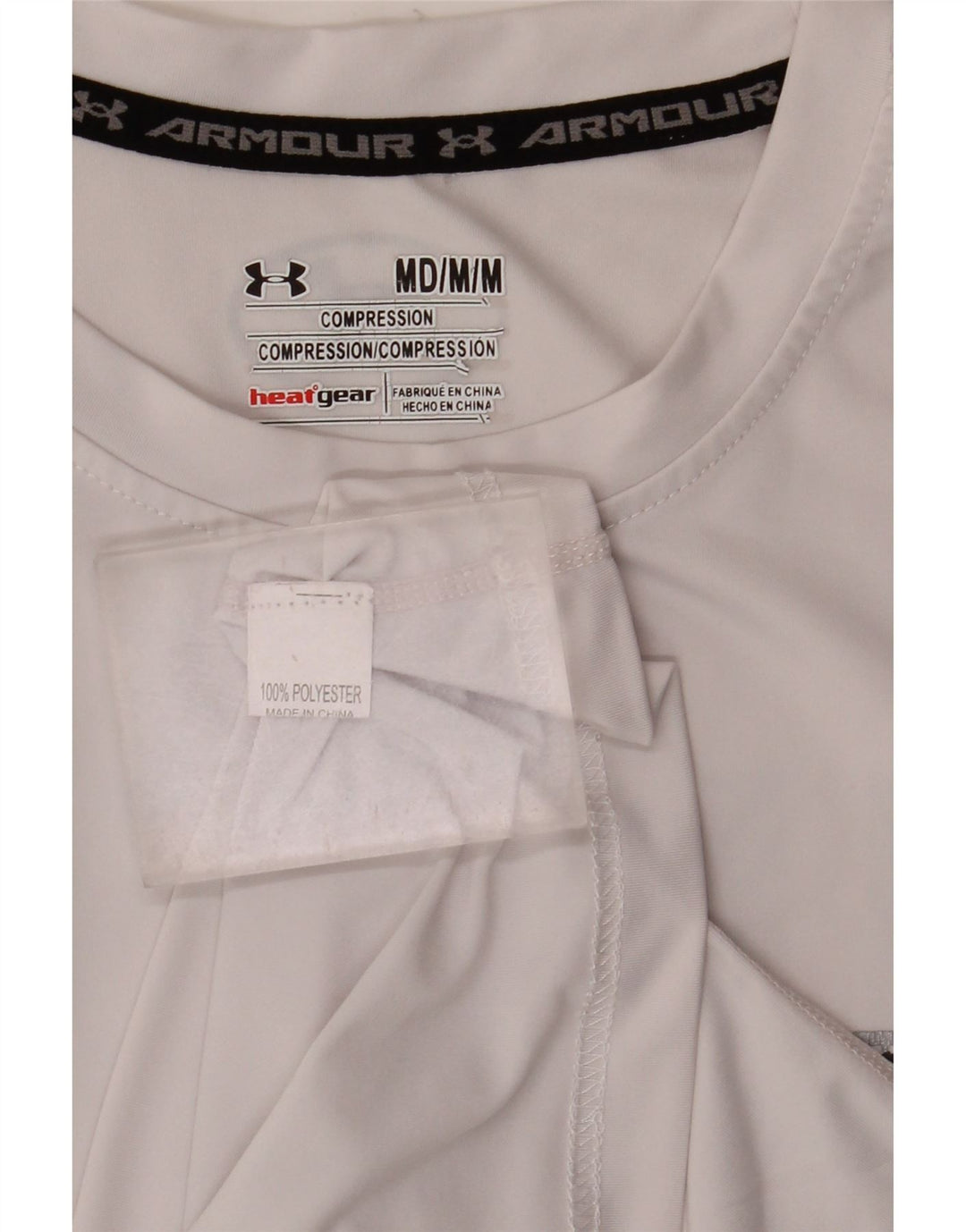 Camiseta masculina Under Armour Heat Gear Graphic Top médio branco poliéster